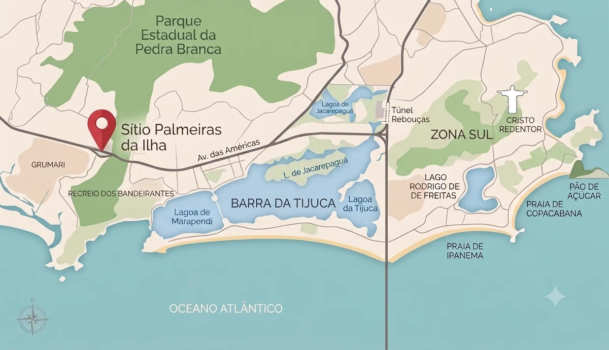 Localização do Sítio Palmeiras da Ilha no Google Maps